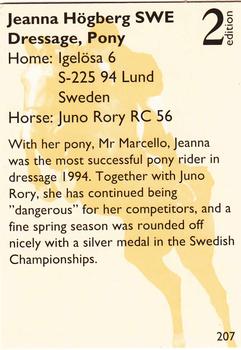 1995 Collect-A-Card Equestrian #207 Jeanna Hogberg / Juno Rory RC 56 Back